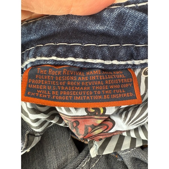 New Rock Revival Jeans Women's 28x30‎ Cyrus Easy Boot Y2K Rhinestone Denim Blue - Picture 13 of 13